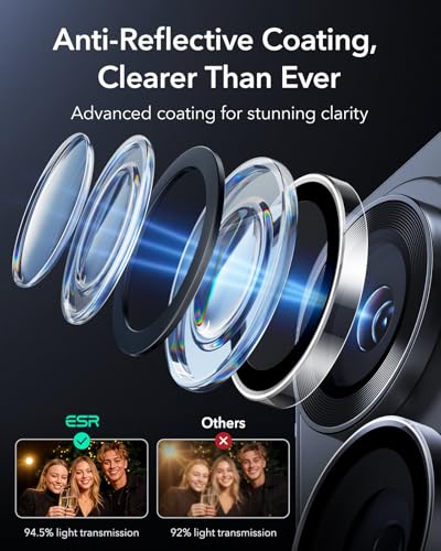 Image of ESR for Samsung Galaxy S24 Ultra Camera Lens Protector, Individual Lens Protectors, Ultra-Thin Tempered Glass with Aluminum Edging, Case Friendly, 2 Set, Clear