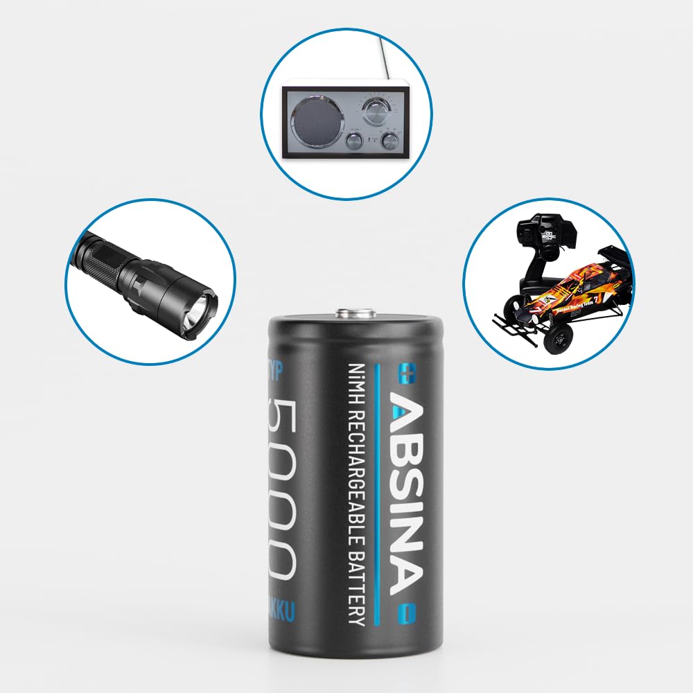 ABSINA Pile Type C Rechargeable 5000 à Faible Auto-Décharge