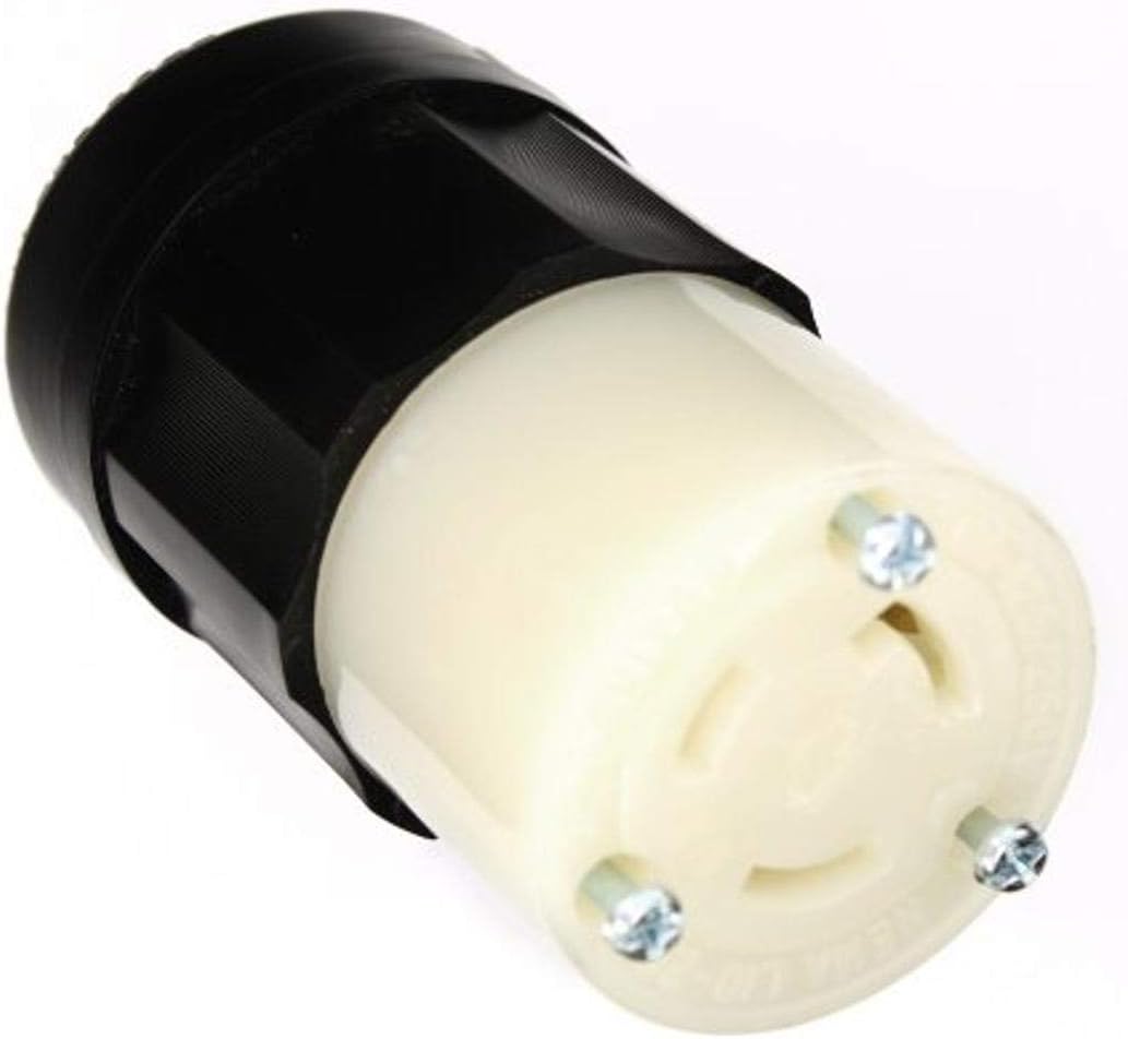 Leviton 2363 20 Amp, 125/250 Volt, NEMA L10-20R, 3P, 3W, Locking Connector, Industrial Grade, Non-Grounding - Black-White