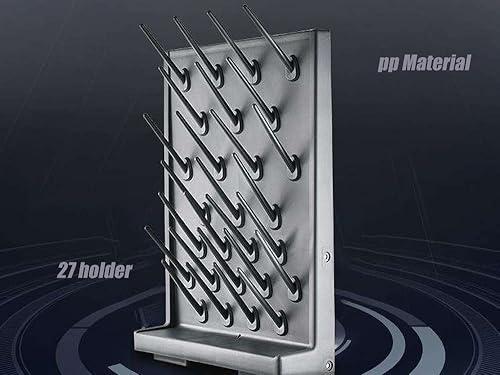 Miniatura 3 de Estante de secado de botellas de vidrio negro de 27 clavijas – Montaje en pared/clavijas desmontables independientes para suministros de laboratorio