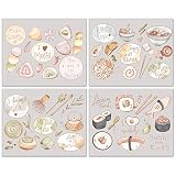 Crystal Canvas Japanese Snacks Prints - Set of 4 (8x10 Inches) Glossy Traditional Culture Food Asian