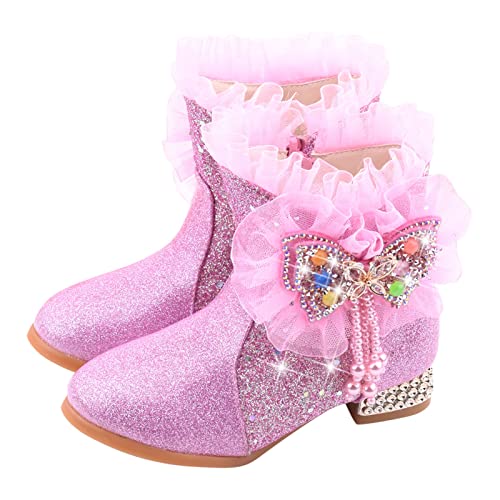 Combat Ankle Boots Kids Girls Non Slip Block Stack Heel Ankle Boots Slip on Lug Sole Short Booties Winter Shoes3