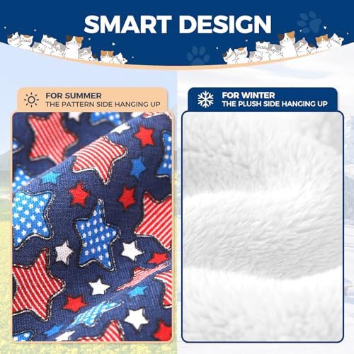 Image of Admaison Cat Hammock for Cage Hanging Reversible 2Pack,Pet Hammock Bed Adjustable,Soft Sleeping Hammock for Cats,Ferret,Puppy,Rabbits,Small Animals (L, Stars)