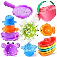 Baby Bath Toys for Kids Ages 1-3, 11 PCS Mould Free Water Play Toy for Toddlers 1-5-Bathtub Shower Watering Can Bath Boats Swimming Pool Beach Toy for 6 Months Up Boy Girl Gifts (Color Random)