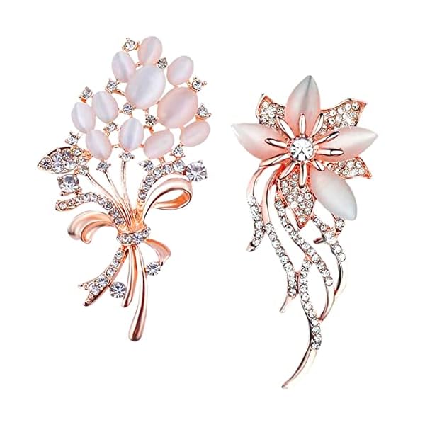 2 Pieces Corsage Brooches Pin for Women, Bridal Classy Wedding Crystal Bouquet Corsage for Women Girls Costume Accessory(White)