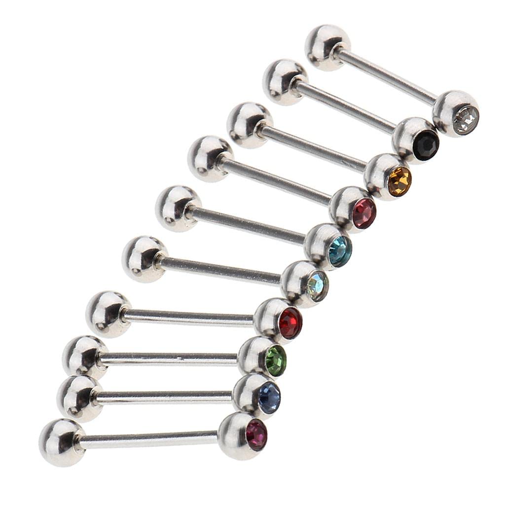 6x10 Stück 14 Strass Edelstahl Ball Lip Barbell
