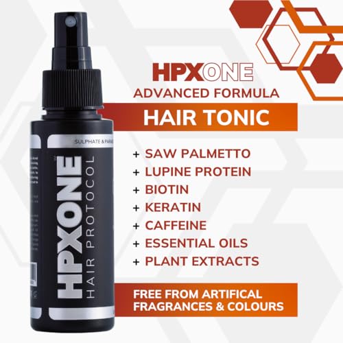 HPX ONE Haargroei Tonic 100ml - Anti-haaruitval, versterking, verdikking en bescherming - DHT-blokkers: zaagpalmetto en lupine-eiwit + biotine, keratine, cafeïne, etherische oliën en plantenextracten - Afbeelding 4