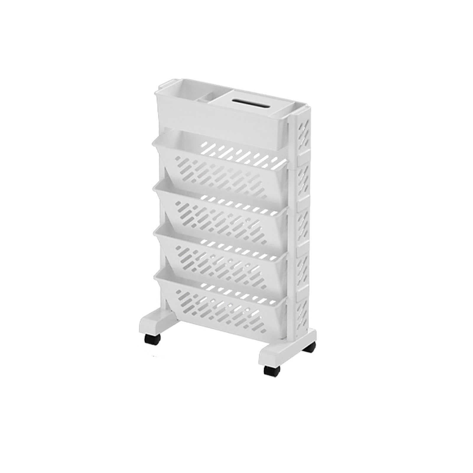 Bibliothèque Roulante Avec Roulettes, Grande Capacité, Porte-revues, Organisateur D'étagère, Amovible En Métal, Pratique, Organisateur Roulant, Étagère Mobile, Chariot De Fichiers ( Color : White , Si