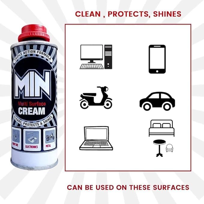 Image of MIN Multi Surface Cleaning Cream 100g (Pack of 5) | Removes Tough Stains, Grease & Grime | For Kitchen, Bathroom, Tiles & Steel