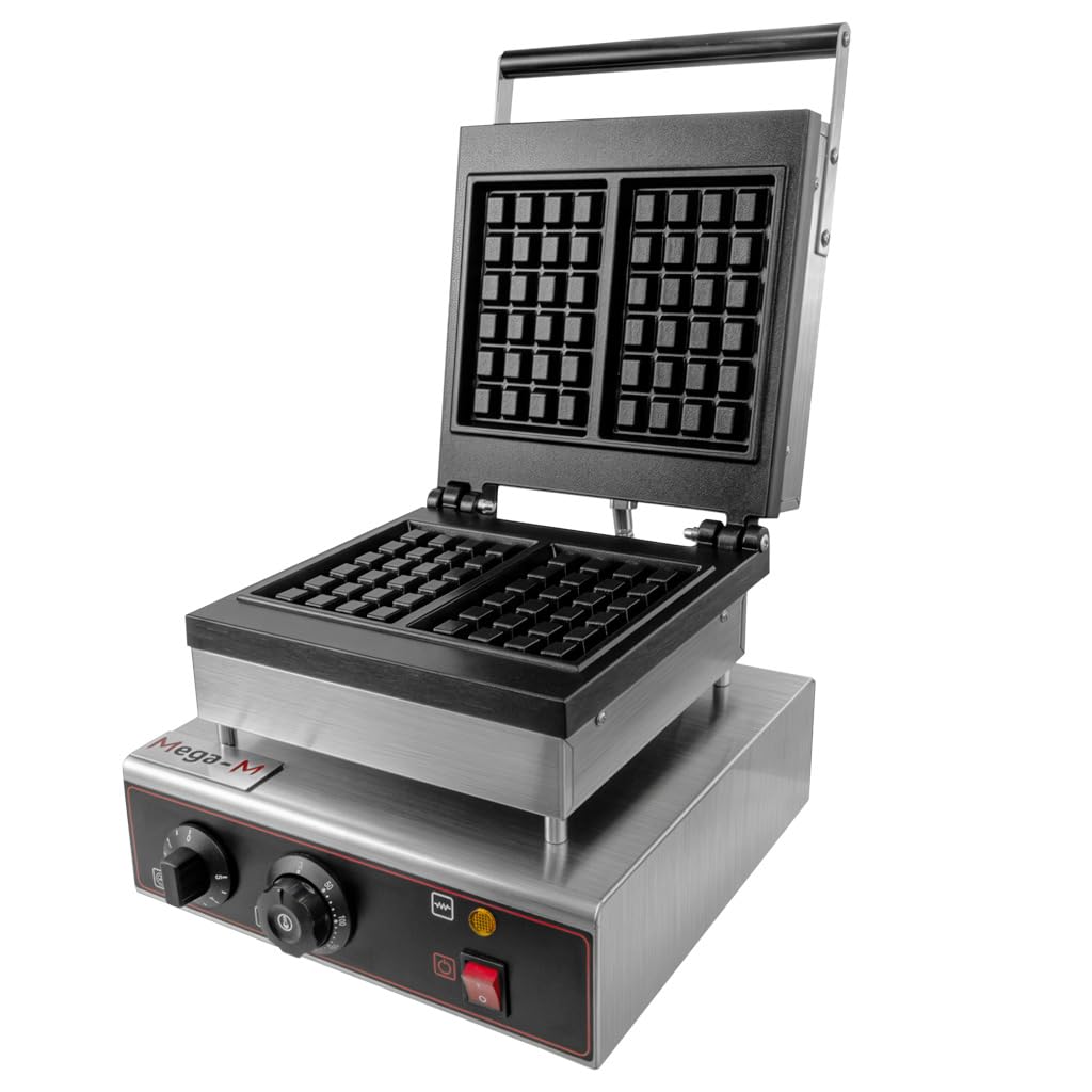 MEGA-M gofrownica gastronomiczna prostokątna 2 kW 230 V inox | Płyta 4x6, 2 gofry 18x22 cm, stal nierdzewna, do lokali gastronomicznych i punktów food service