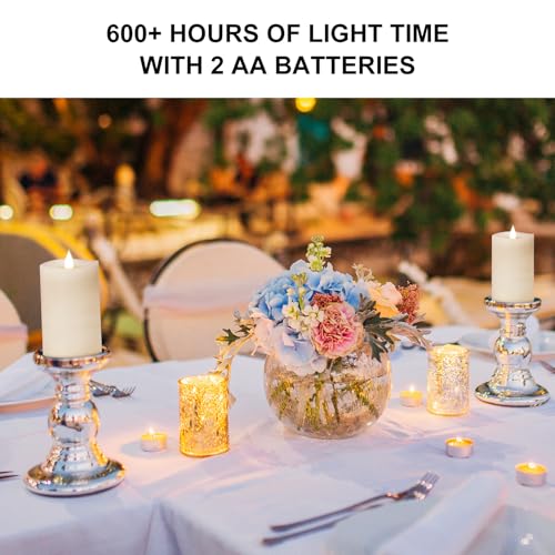 Image of 3PCS, 3 x 5 inches Flameless Candle with Remote Control, 3D Flickering Wick, Real Wax Pillar LED Candles, Battery Candles,with Timer,for Holiday Home Decor,White