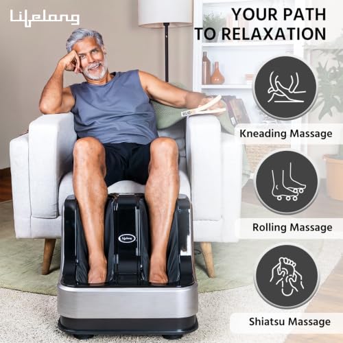 Image of Lifelong Calf, Foot and Leg Massager Machine for Home - Pain Relief Massage for Legs - Heat + 4 Vibration Motors - Rolling, Kneading, and Shiatsu - Improve Blood Circulation, 80W (LLM100)