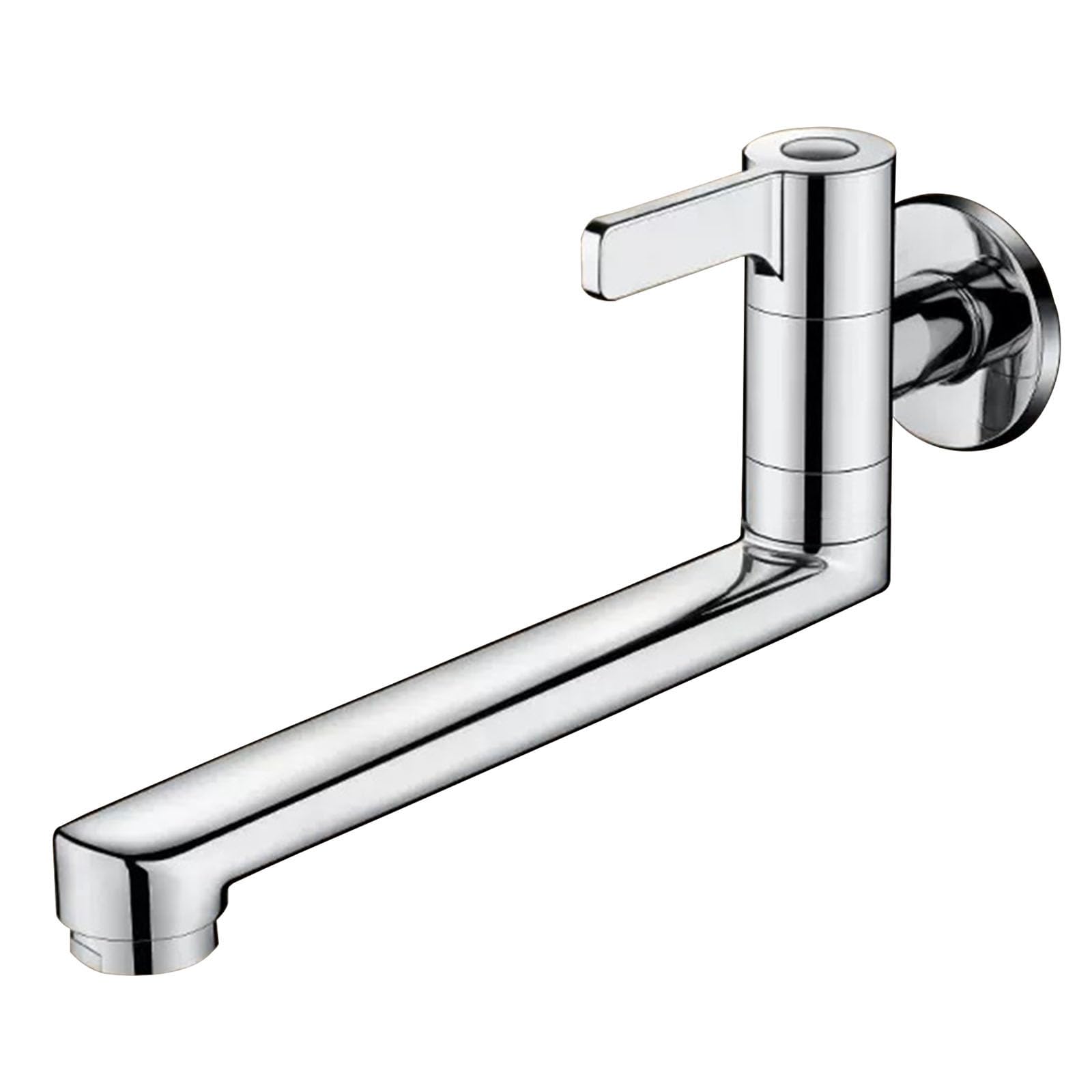 Robinet mural eau froide chromé pivotant 20 cm pour lavabo de salle de bain