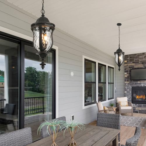 Image of Large Outdoor Pendant Light Fixtures 23.6'' Exterior Hanging Lantern