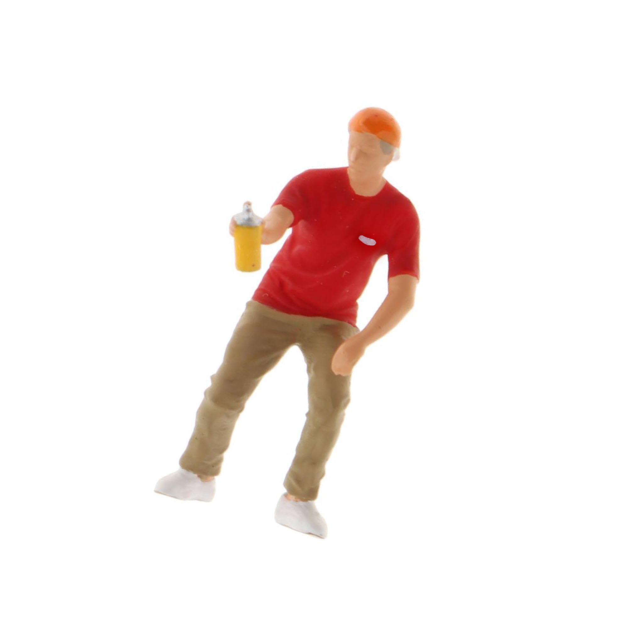 QUXVUIS 1/87 Diorama Graffiti Figure Characters Resin People Train Layout Unique and Colorful Postman Baker, boy red