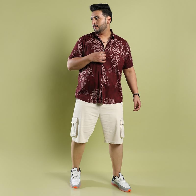 Image of Instafab Plus Men's Shirt for Casual Wear | Spread Collar | Button Closure | Plus-Size Fit | Short Sleeve | Cotton Shirt Crafted with Comfort Fit for Everyday Wear