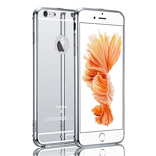 iPhone 6S Case,Roybens Luxury 2 in 1 [Air Aluminum Bumper + Acrylic Back Plate] Back mirror Anti-Scratch Case Cover for Apple iPhone 6/6S - Silver