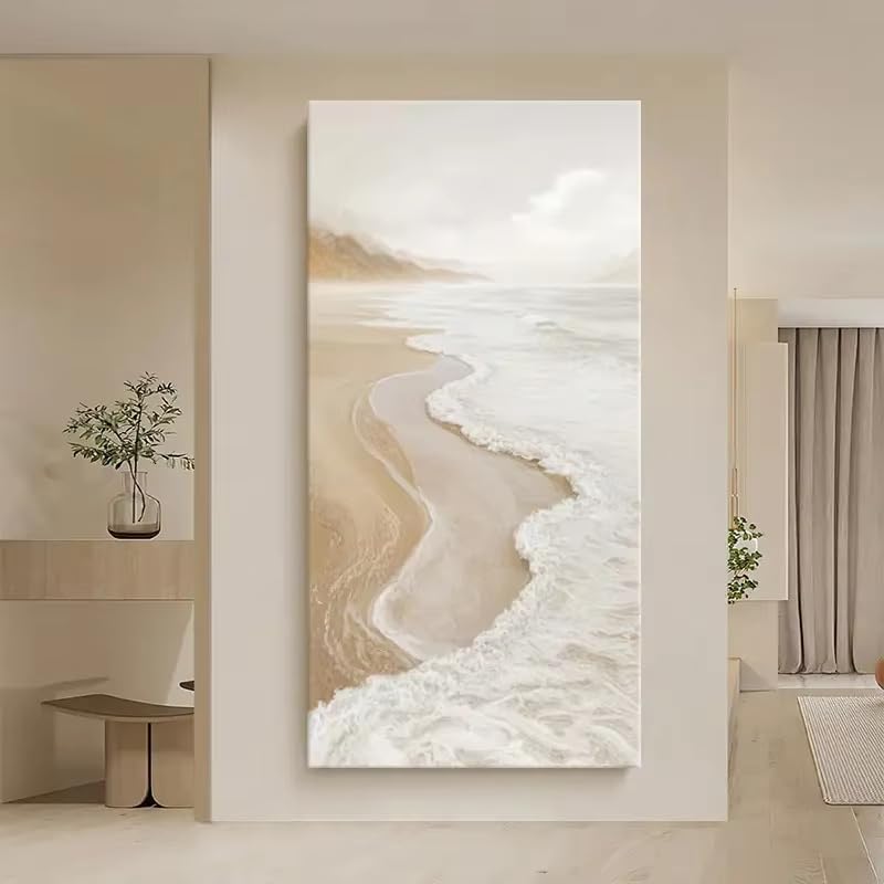 Affiche vagues AEFOUU style crème déco salon plage 30x60cm