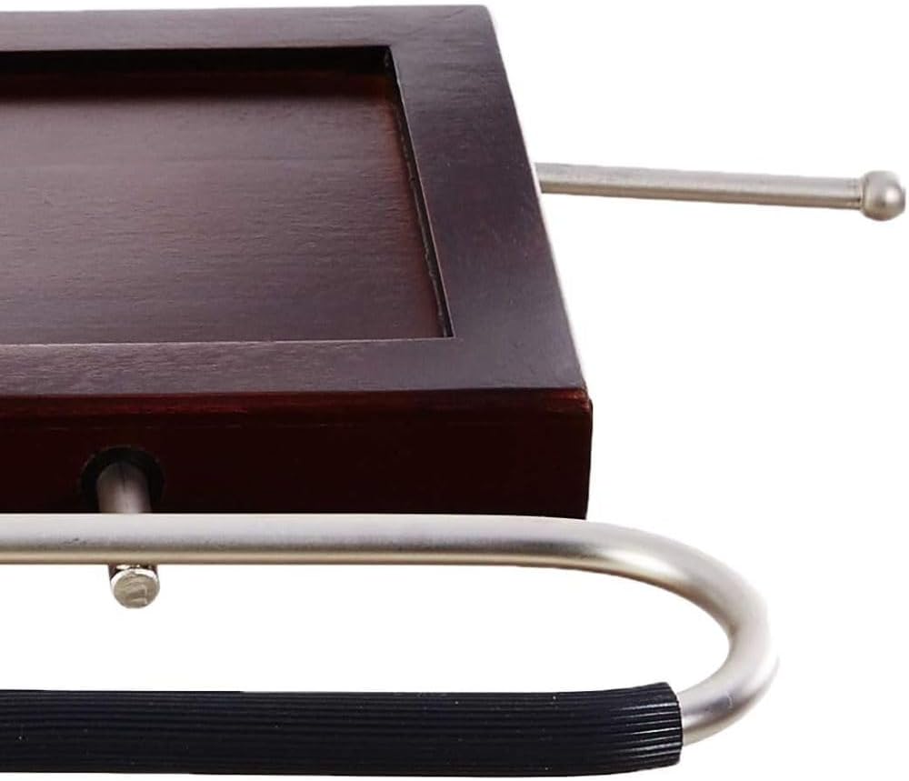 Freestanding Wooden Suit Valet Stand with Hanger Storage Tray Tie Hook Classic Wardrobe Organizer for Bedroom Office Closet, Dark Mahogany