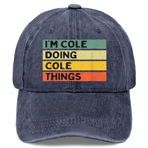 I'm Cole Doing Cole Things Hats for Womens Low Profile Washed Distressed Navy Blue