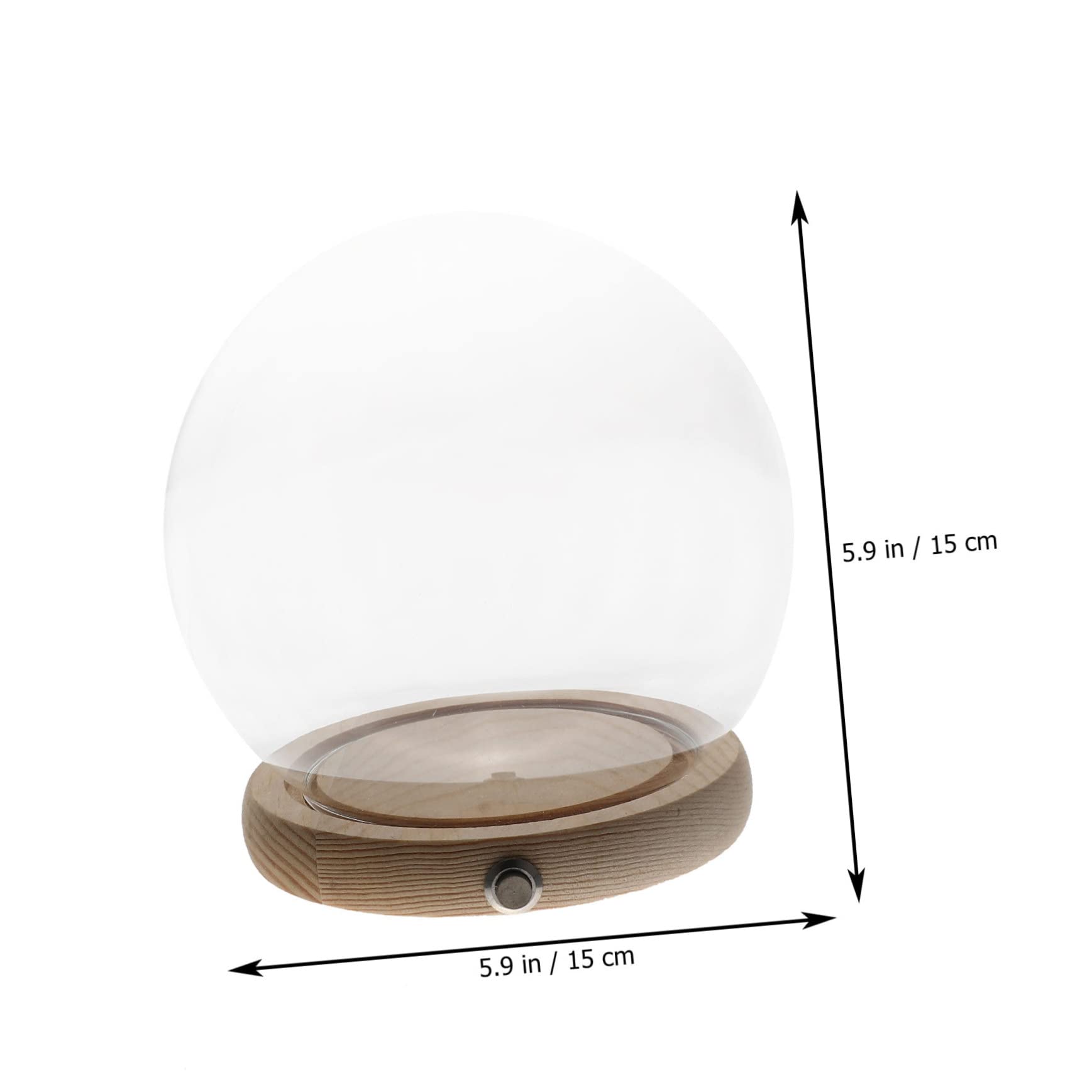 Toyvian Copertura in Vetro per Fiori Eterni con Base in Legno Naturale Cloche Decorativa Luminescente per Casa Vetrina Trasparente con Piedistallo Piatto Centro Tavola Romantico e