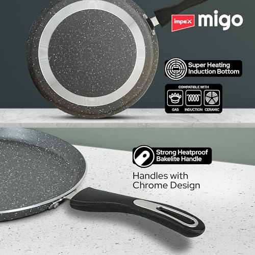 Impex Non-Stick Tawa With Spatula 30 Cm Induction Base Granite Finish | Multi-Purpose Aluminium Tawa Pan | Induction and Gas Stove Compatible Dosa... - Image 6