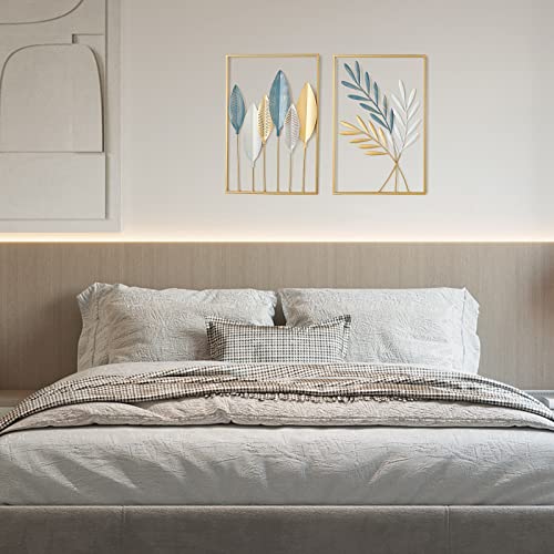 Image of Framing Hub - Golden Metal Wall decor (Set Of 2 leaves Frame)