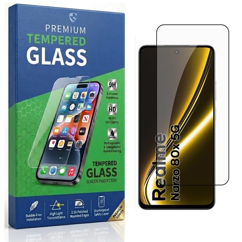 Image of Tempered Glass Compatible With Realme Narzo 80x 5G 6.72 | 9H Hardness | HD Clarity | Anti-Fingerprint | High Touch Sensitivity | Premium Screen Protector Guard