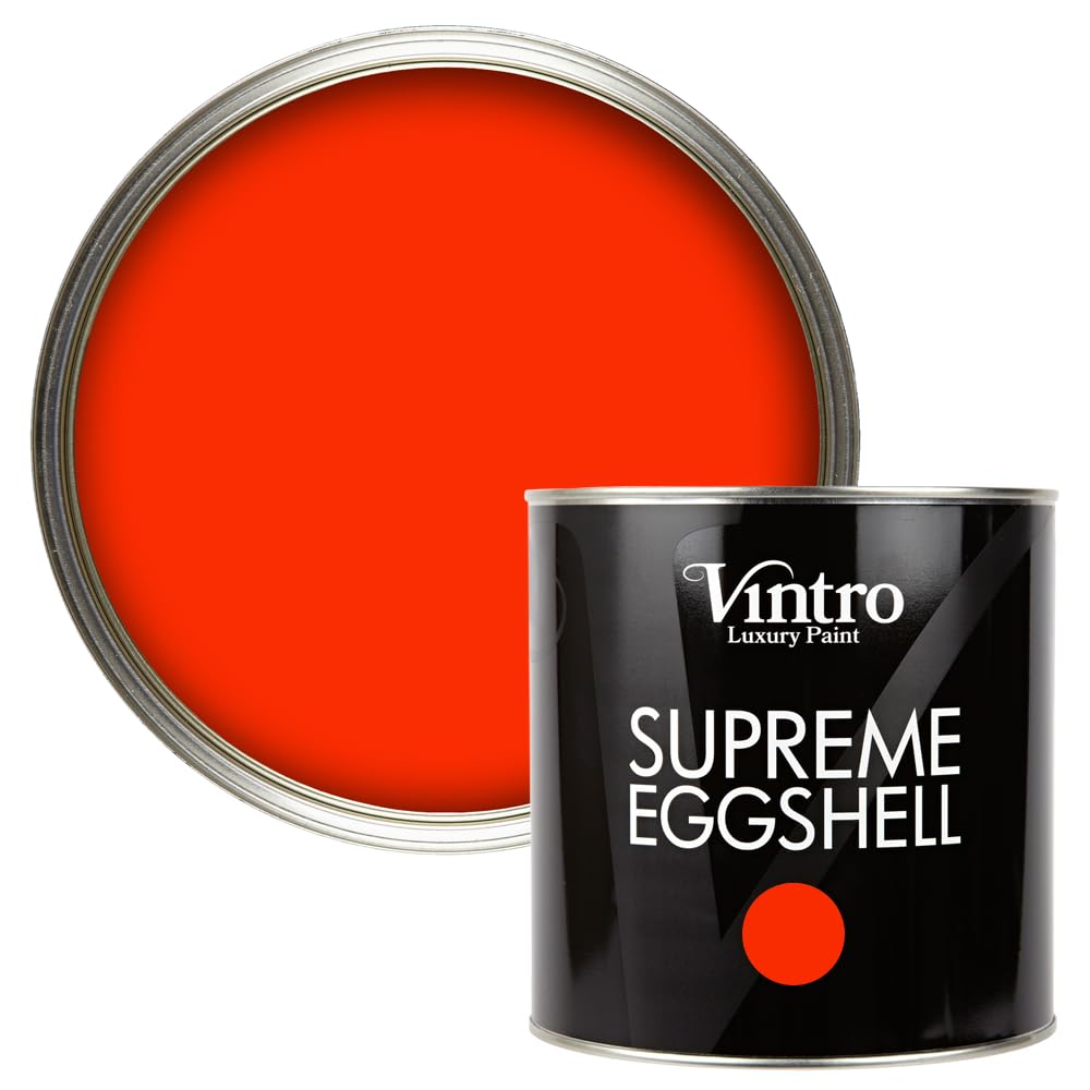 Vintro Paint Red - Racing Red | Eggshell Paint | For Walls | Wood | Trim | Satin Furniture Paint | Interior & Exterior Use. (, 2.5 Litres)