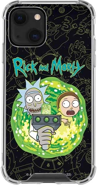 Skinit Clear Phone Case Compatible with iPhone 14 Plus - Officially Licensed Adult Swim Rick and Morty Portal Travel Design