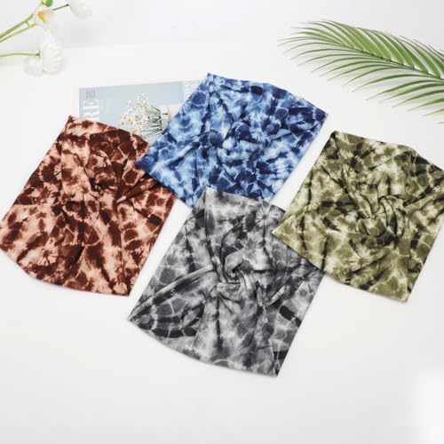 Image of DRESHOW 4 Pack Turban Headbands for Women Wide Vintage Head Wraps Knotted Cute Hair Band Accessories