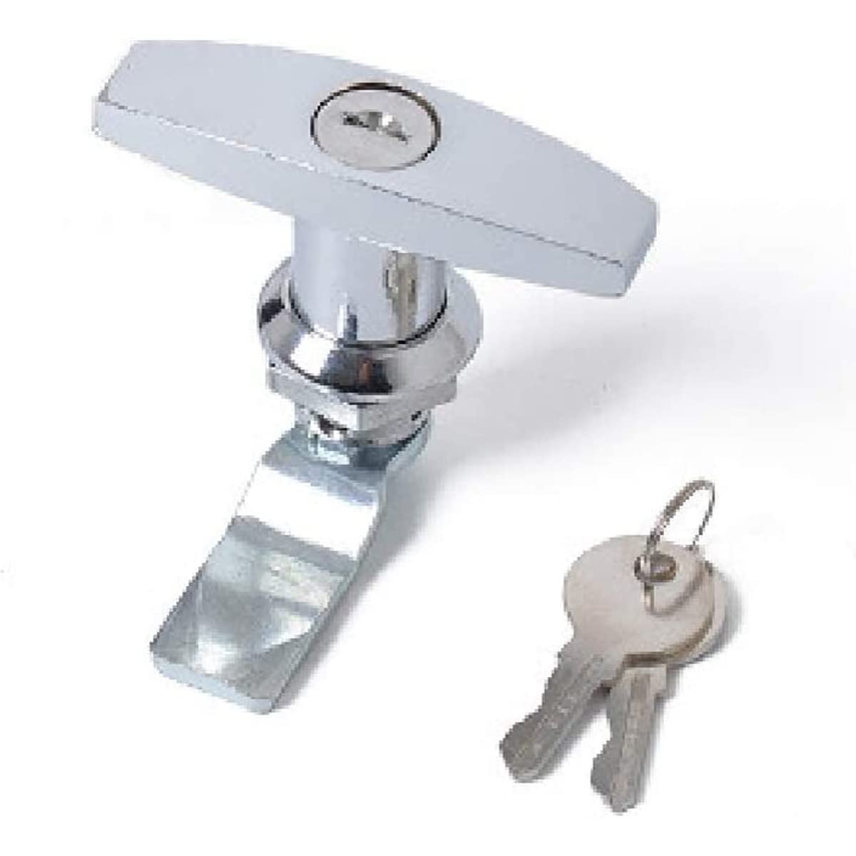 Unifizz Zinc Alloy T-Handle Cam Locks, Suitable for Trailer RV Toolbox Door T Bar Handle Locks with Keys, Bright Chrome, 1 Pc