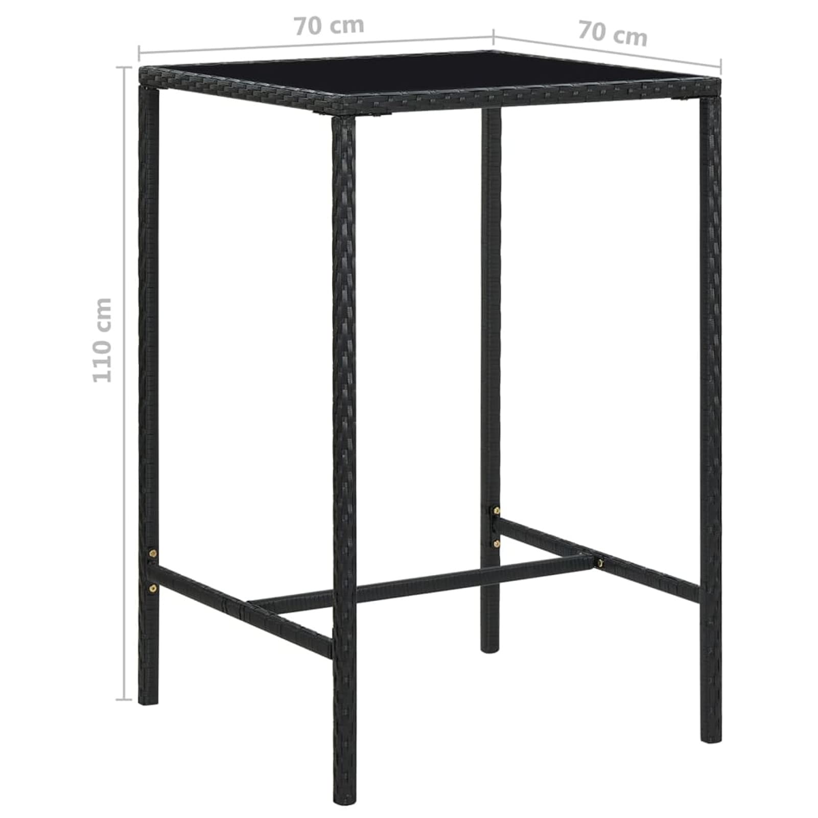 Gecheer Set da Bar da Giardino in Acciaio e Polyrattan e Vetro, Tavolo e Sedie Alti con Braccioli per Esterno