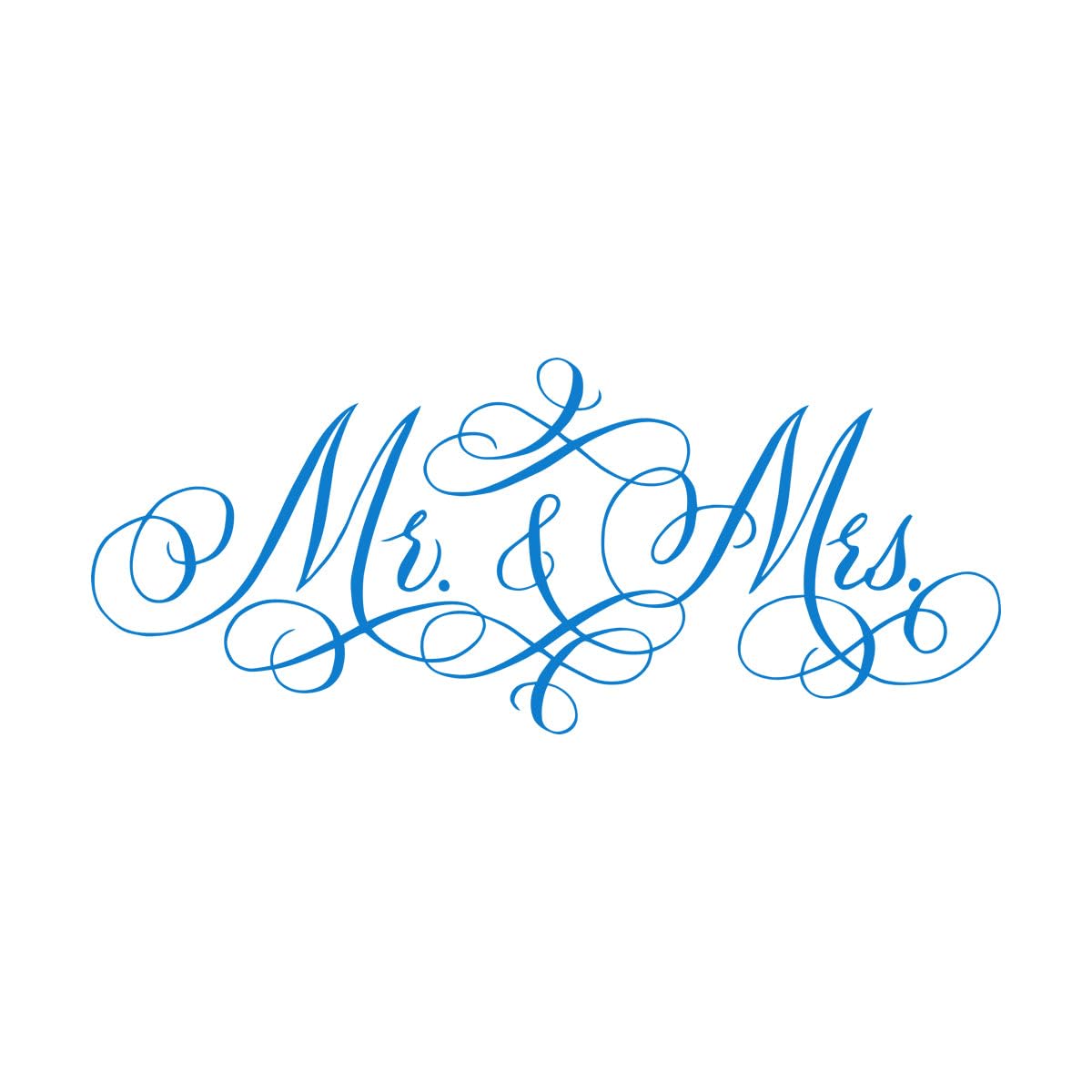 Fine Carving Decals Wedding Salon Mr & Mrs Boutique Love Logo 47.3x110.3cm Waterproof Extra Large Blue — image 1