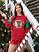 For G and PL Women's Christmas Oversized Glittery Print Patent Leather Patchwork Sleeves Shirts Graphic Casual Crewneck Sweatshirts Red Xmas Tree M