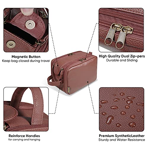 Baleine Toiletry Bag For Men, Large Travel Toiletries Bags With Water-Resistance Compartment, Pu Leather Dopp Kit (Medium, Brown) #TOP6