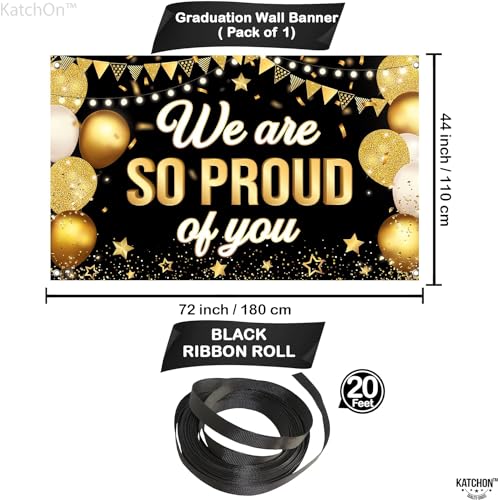 Image of KatchOn, Black We are So Proud of You Banner - XtraLarge, 72x44 Inch | Graduation Banner, Congratulations Decorations for Prom Congratulations Banner | Black and Gold Graduation Decorations 2026