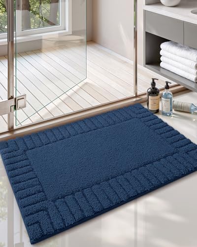 Color&Geometry Alfombra de Baño Grande Antideslizante 60 x 90 cm, Tapete de Baño Absorbente Lavable, Alfombra de Microfibra Suave para Baño, Ducha, Bañera (Azul)