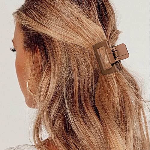 Small Hair Clips 2 Inch Claw Clips For Thin Hair 6Pcs, Bolonar Square Small Hair Claw Clips For Thin Hair Non-Slip Strong Hold Neutral Colors Hair Clips For Women Girls Valentine Gifts For Women Girls #TOP4