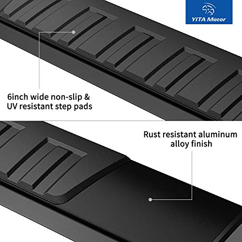 Yitamotor 6 Inch Running Boards Compatible With 2015-2023 Ford F-150 Supercrew Cab Pickup 4-Door & 2017-2022 Ford F-250 F-350 Super Duty Crew Cab Black Textured Aluminum Side Steps Nerf Bars #TOP2