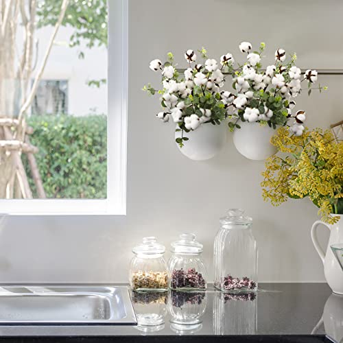15 Pcs Artificial Cotton Stems 21 Inch Cotton Flowers With Eucalyptus Leaves 4 Cotton Heads Per Stem Floral Cotton Decor Farmhouse Faux Cotton Plant Small Cotton Branch For Fall Flower Greenery Vase #TOP3
