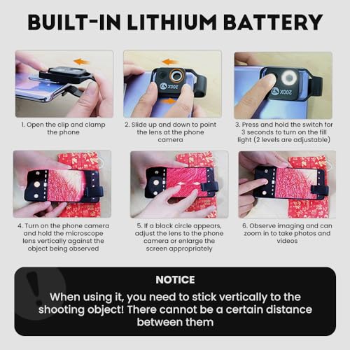 Microscopio HD de 200x para iPhone y Android con lente CPL accesorio portátil negro 6