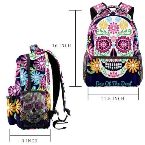 Mochila casual multicolor con estampado de calaveras y tejido impermeable 2