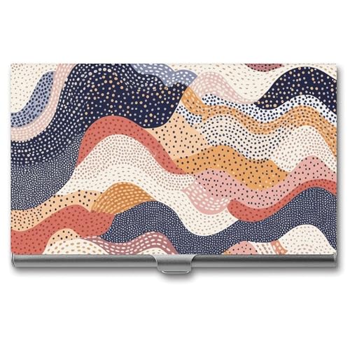 Slim Metal Business Card Holder - Wavy Pattern Aluminum Alloy Card Case with Buckle Closure, Holds 20 Cards & Cash, Professional Credit Card Size ID Holder for Men Women Gift