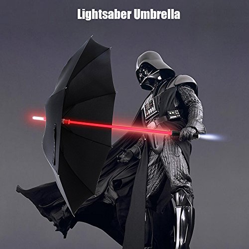 LED Umbrella - Lightsaber Laser Sword Light up Umbrella with 7 Color Changing On the Shaft/Built in Torch at Bottom by Bestkee (Black) - Thumbnail 6