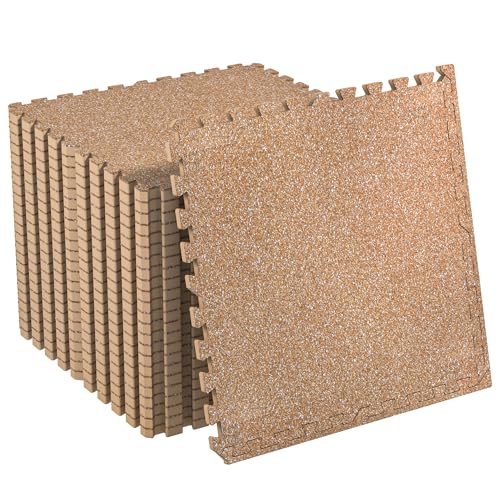 Image of SUPERJARE 0.56'' Thick 48 Sq Ft Rubber Top Gym Flooring for Home Gym
