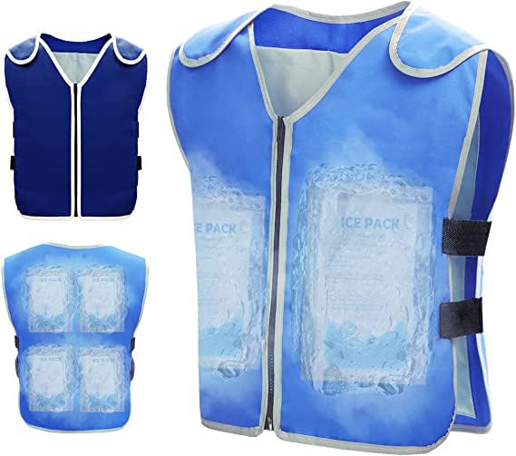 THE WHITE SHOPCooling Vest, Hot Weather with 6 Pockets and 20 PCS Ice Packs Reflective Vest with Cooling Clothes for Hot Weather Cool Jacket for Working in the Heat for Men and Women