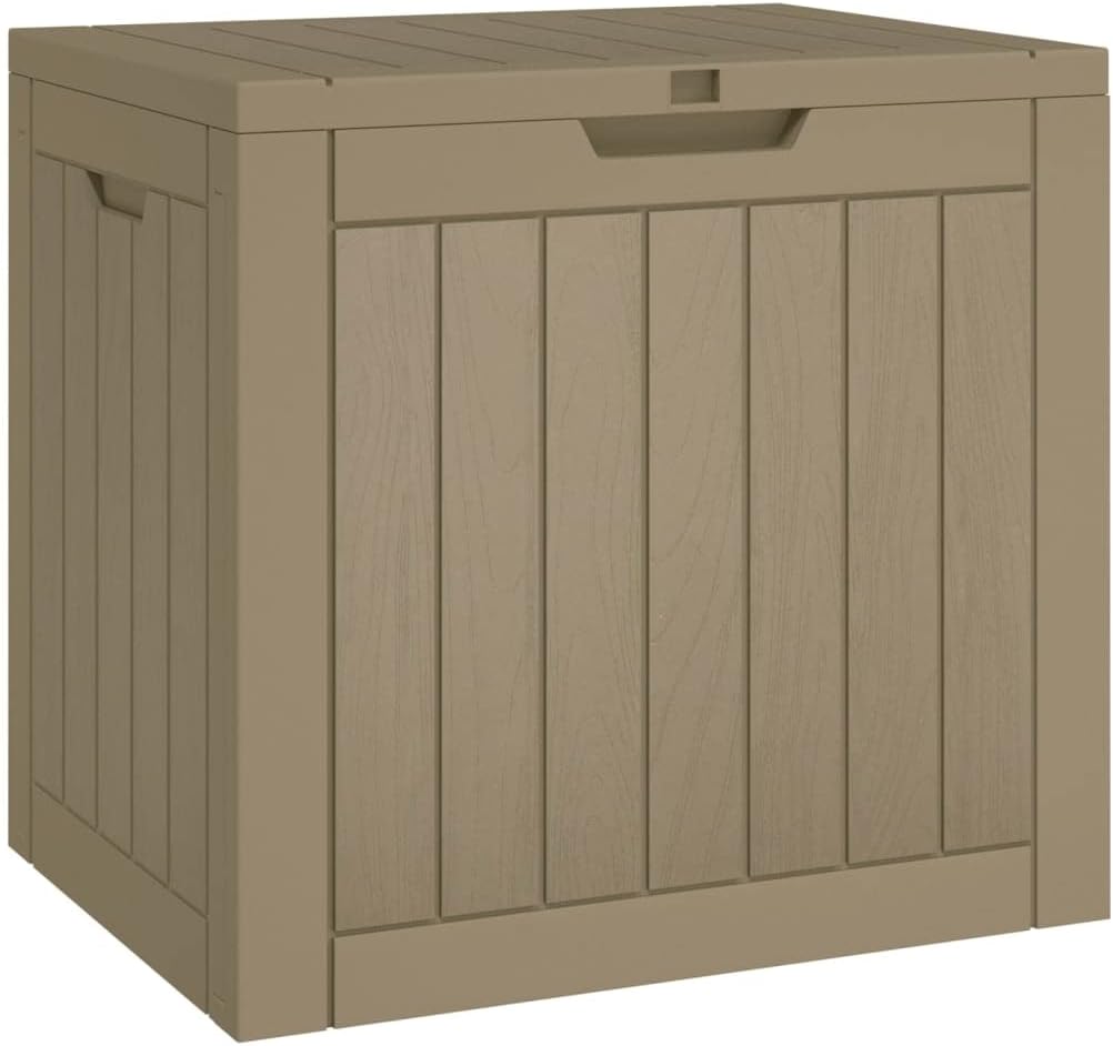 qiangxing Patio Storage Box Outdoor Storage Cabinet Deck Boxes Outdoor Waterproof Outdoor Storage Bin Outdoor Storage Bench Light Brown 21.9"x16.9"x20.9" Propylene 364163