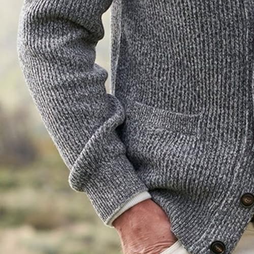 Mens Wool Blend Knitwear with Pockets Slim Fit Button Down Knitted Cardigan Shawl Collar Loose Fit Cardigans4