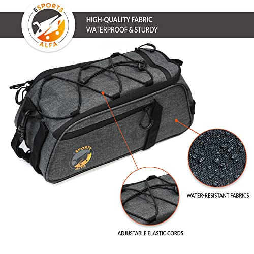 Esports Alfa Bike Pannier Bag - Waterproof Bike Saddle Bag - Premium Bike Basket Rear Rack - Bicycle Bag - Bike Bag Incl. Phone Holder - Bike Rack Bag #TOP3
